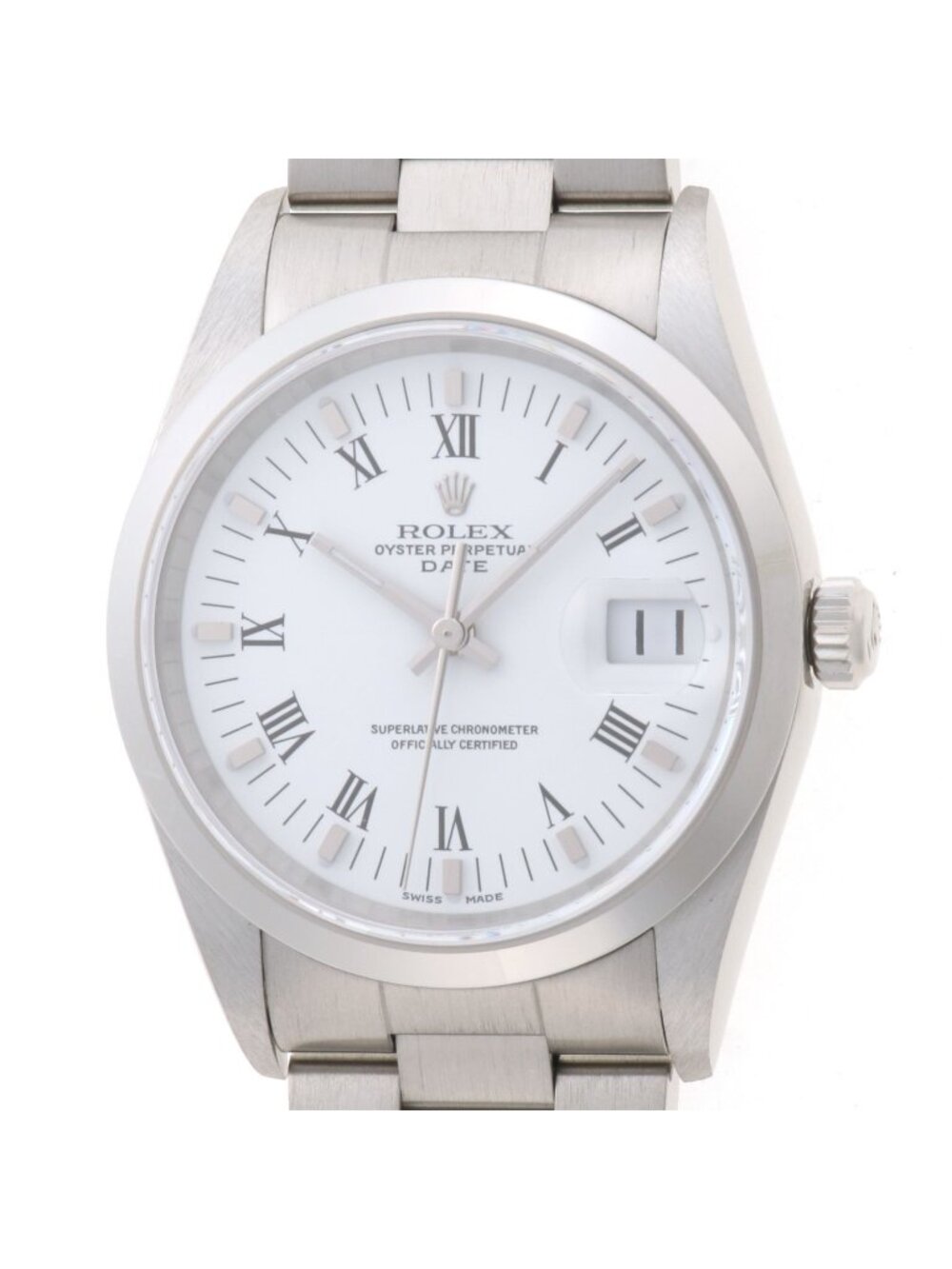 Rolex Oyster Perpetual Date 34 White Printed Roman Stainless Steel Automatic